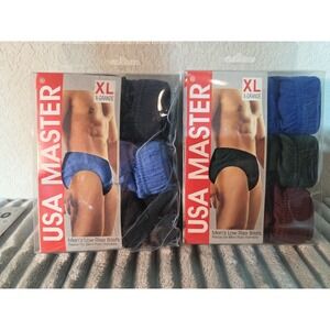 2 Packs NOS 90s USA MASTER Solid Low Rise Briefs 100% Cotton XL 40-42" Waist